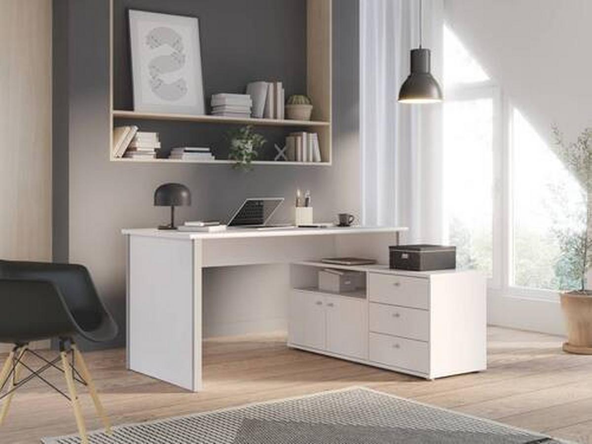 Radni Stol Tempra 2 - bijela, Basics, drvni materijal (120,6/74,9/151,4cm) - Based