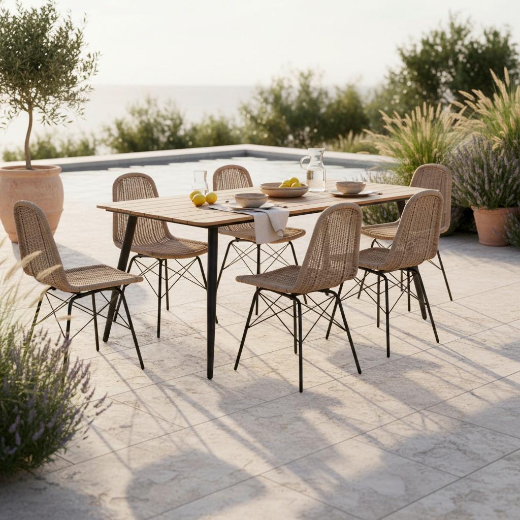 Gartenset Zophia Grau Metall/Polywood - Dunkelgrau/Naturfarben, MODERN, Kunststoff/Metall (180/74/90cm) - Bessagi Garden