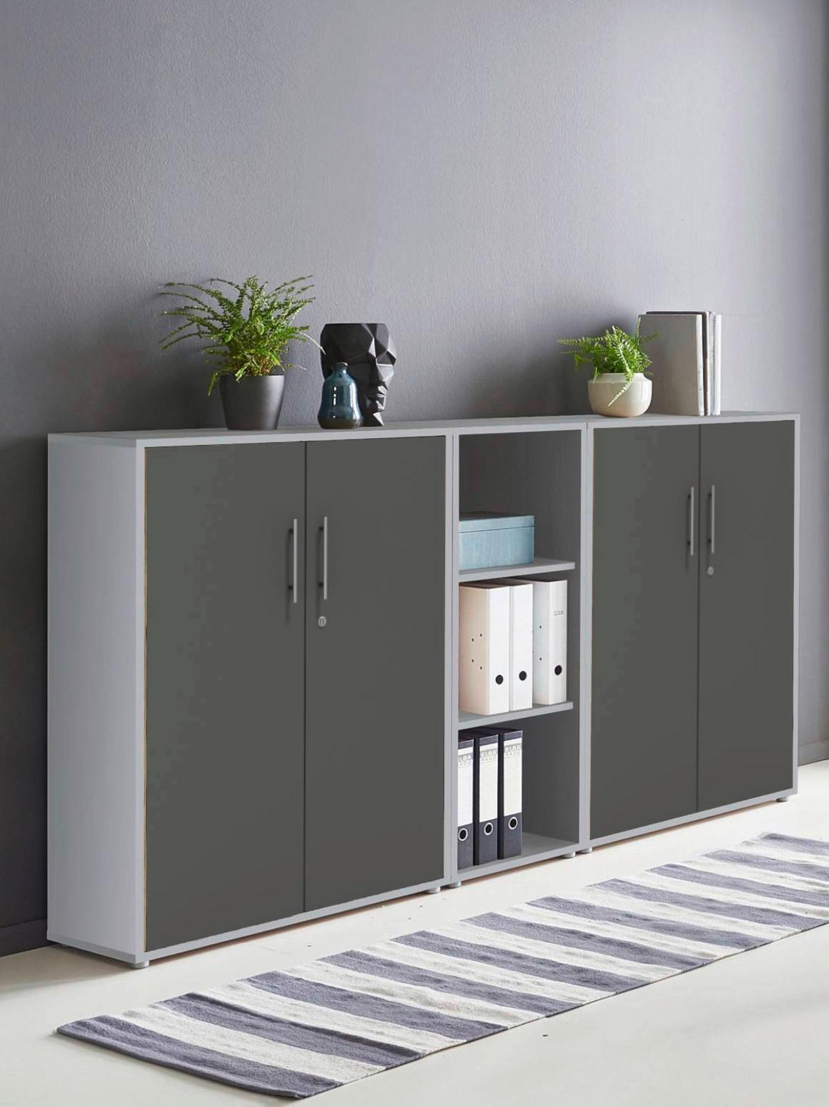AKTENSCHRANK OFFICE EDITION - SW SET 8 - Anthrazit/Hellgrau, MODERN, Holzwerkstoff (212,9/113,6/33cm) - MID.YOU