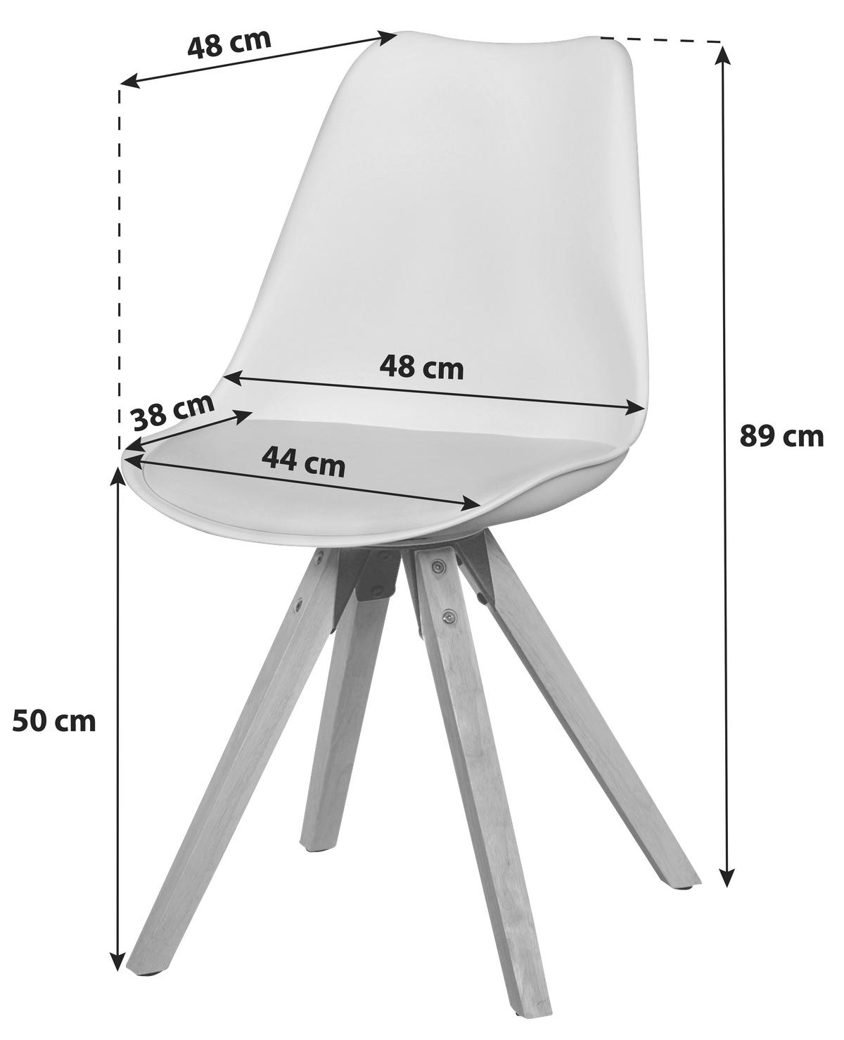 Stuhl - Set "WL5.024" , 2 - er Set , weiss - Eichefarben/Weiß, Design, Holz/Kunststoff (48/89/48cm) - MID.YOU
