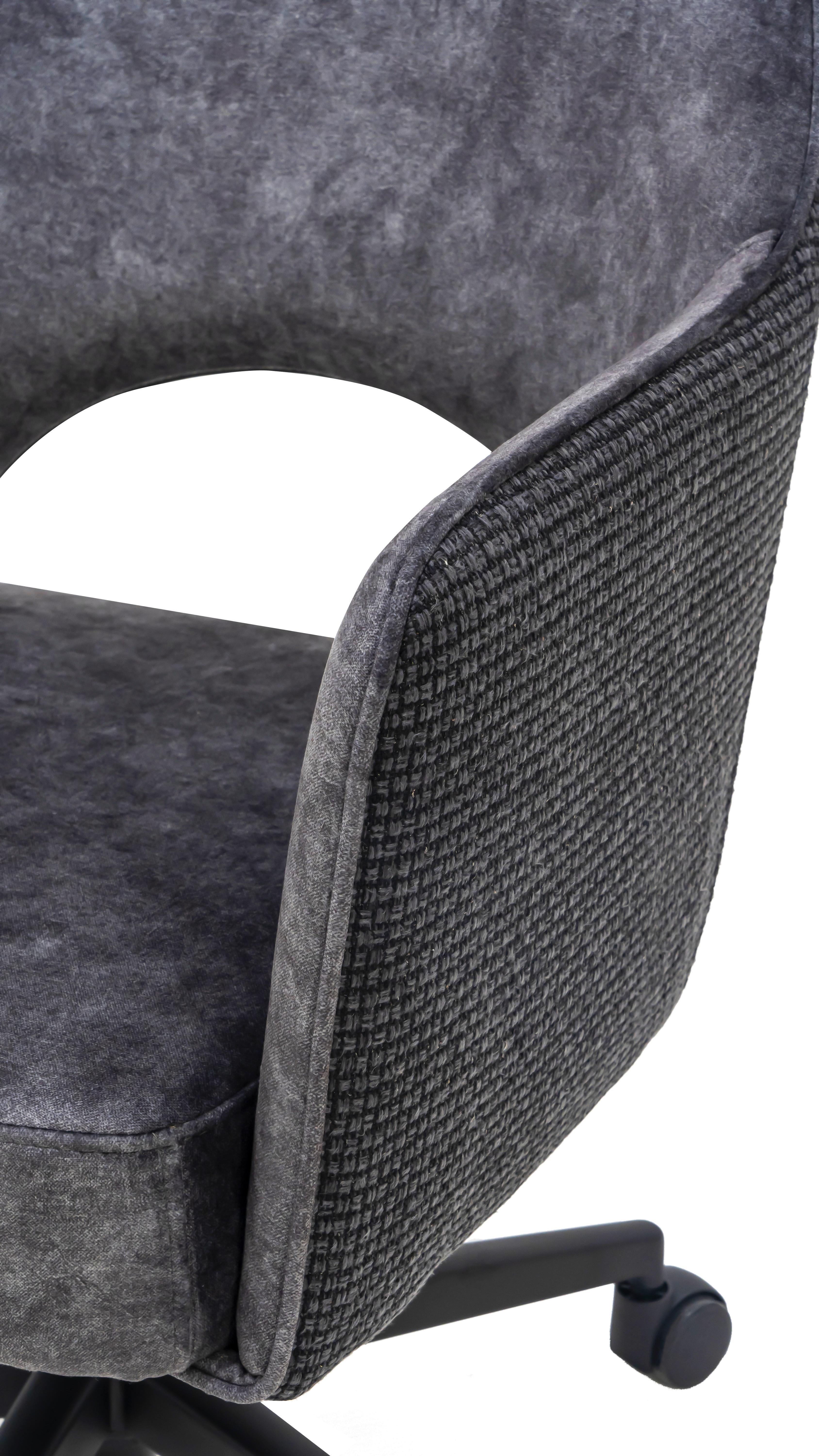 SNURRSTOL VALLETTA - svart/antracit, Klassisk, metall/textil (63/82-88/61cm) - Premium Living