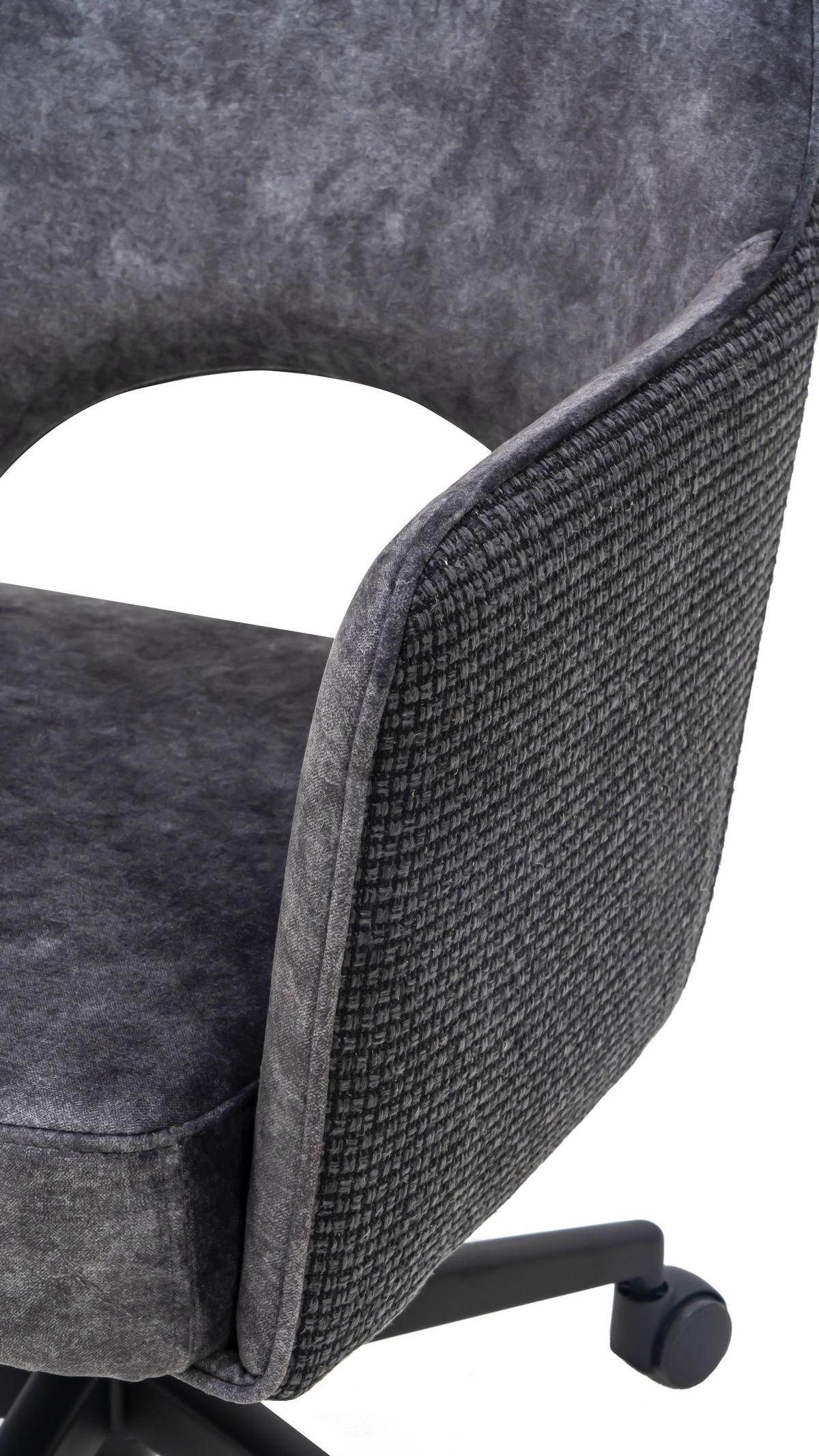 Drehstuhl Valletta Anthrazit/Schwarz - Anthrazit/Schwarz, KONVENTIONELL, Textil/Metall (63/82-88/61cm) - Premium Living