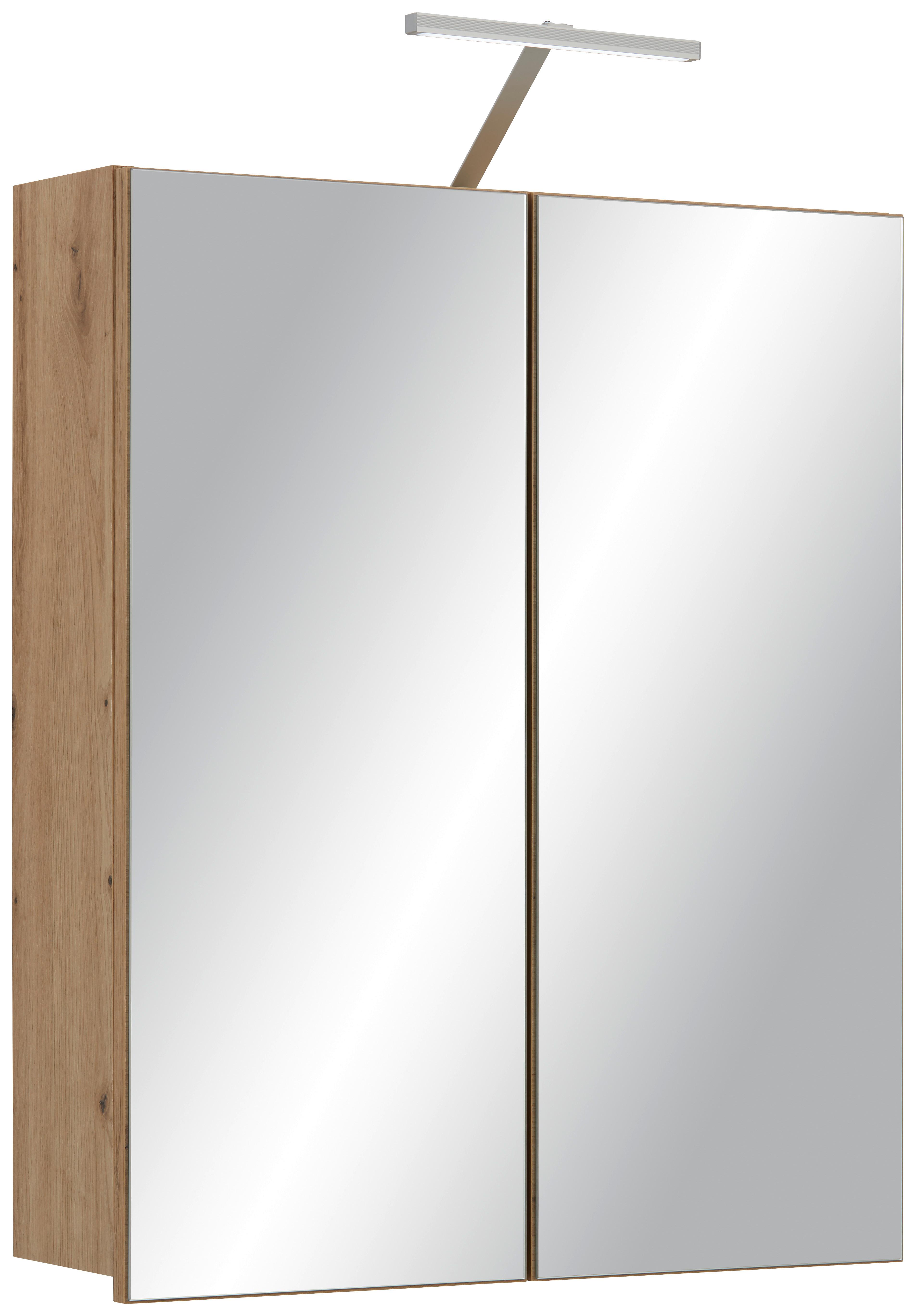 Dulap cu oglindă Calvi - culoare lemn stejar, Modern, sticlă/material pe bază de lemn (60/73/17,5cm) - Mömax