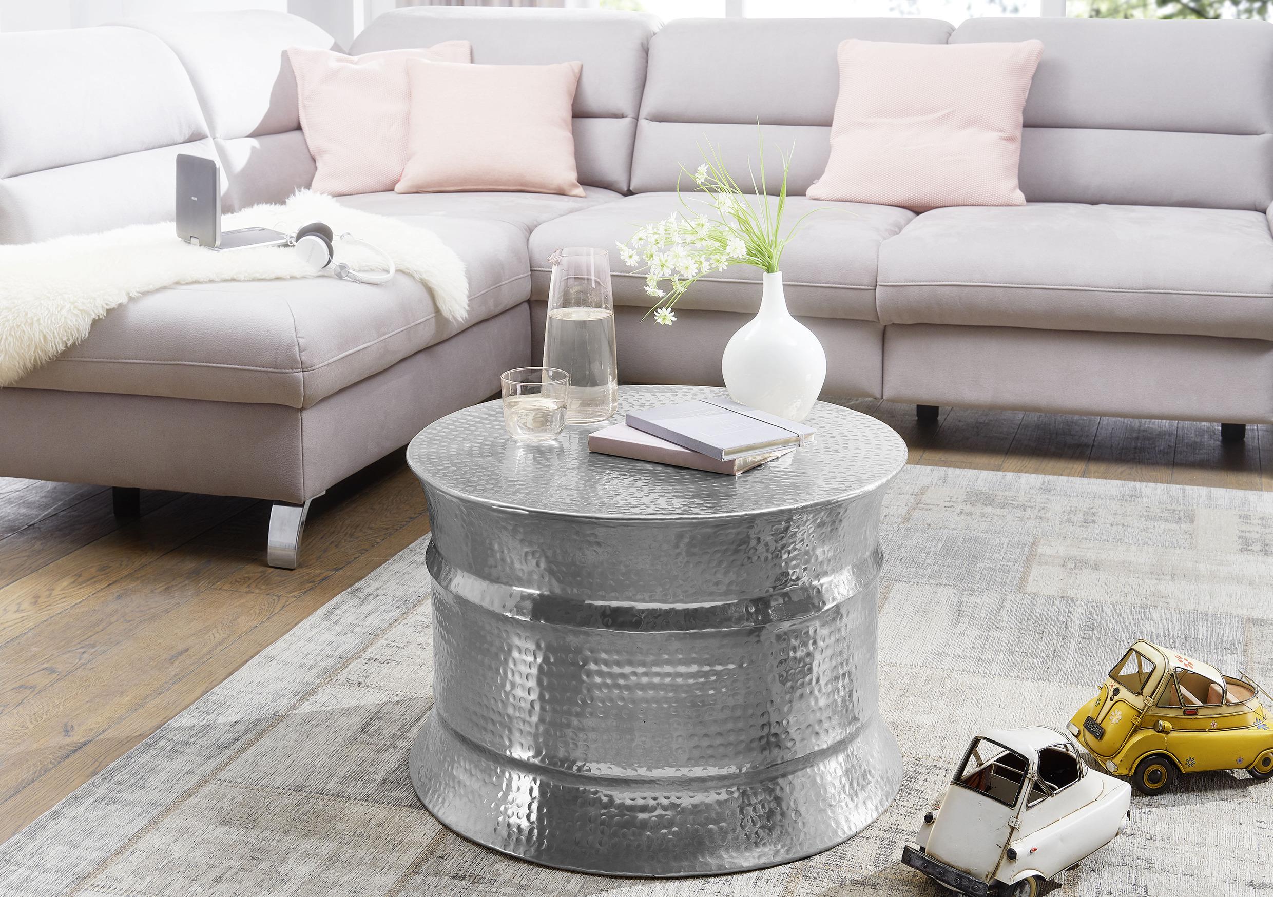 Couchtisch "WL5.463" , Ø ca. 60 cm, silber - Silberfarben, LIFESTYLE, Metall (62/62/41cm) - MID.YOU