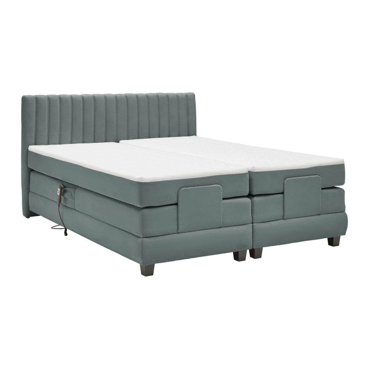 Boxspringbett Dixon Dunkelgrau ca. 180x200cm - Dunkelgrau/Schwarz, KONVENTIONELL, Holz/Holzwerkstoff (180/200cm) - Premium Living