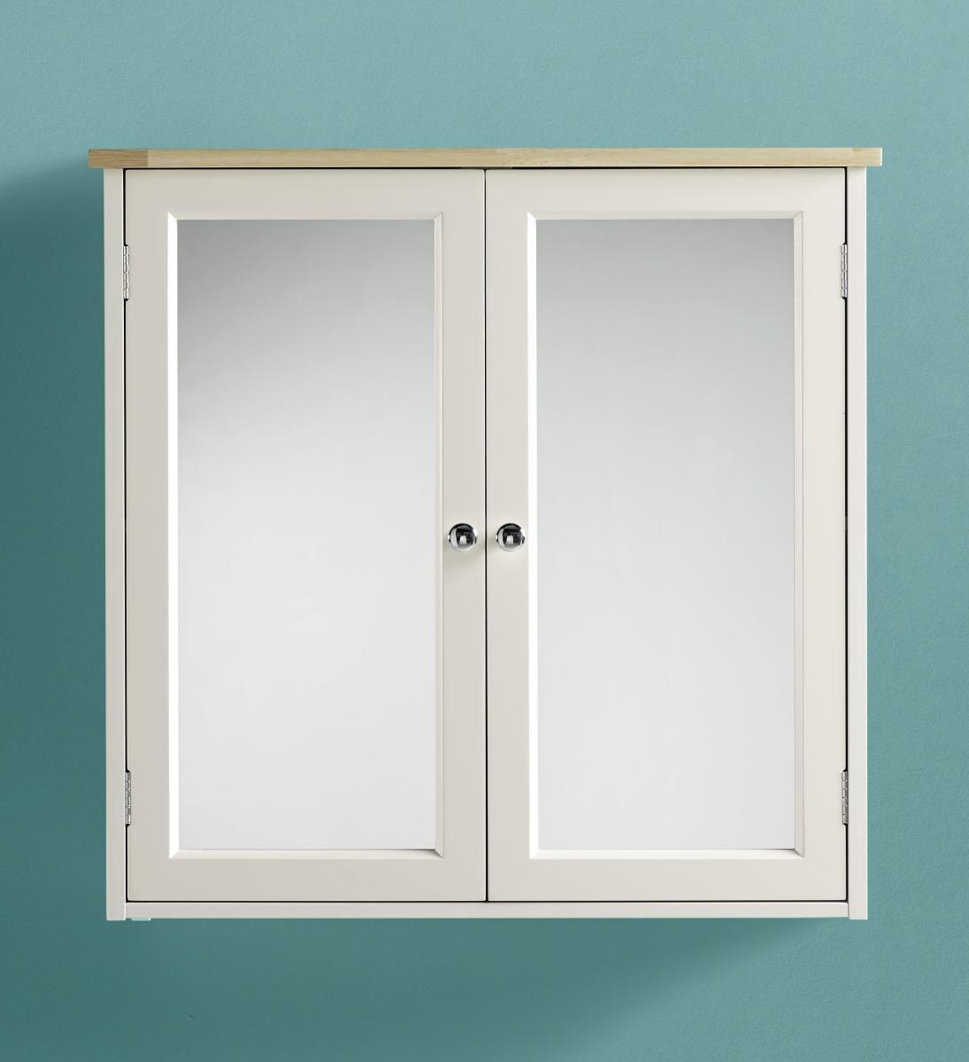 SPIEGELSCHRANK Weiß/Buchefarben 'Jule' - Buchefarben/Weiß, MODERN, Glas/Holz (63/61,5/17,5cm) - Bessagi Home