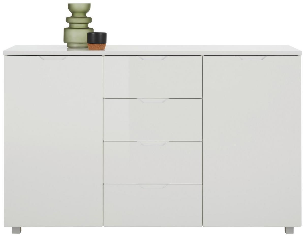 Sideboard Roy in Weiss Hochglanz - Silberfarben/Weiß, MODERN, Holzwerkstoff/Kunststoff (150/95/38cm) - Mömax