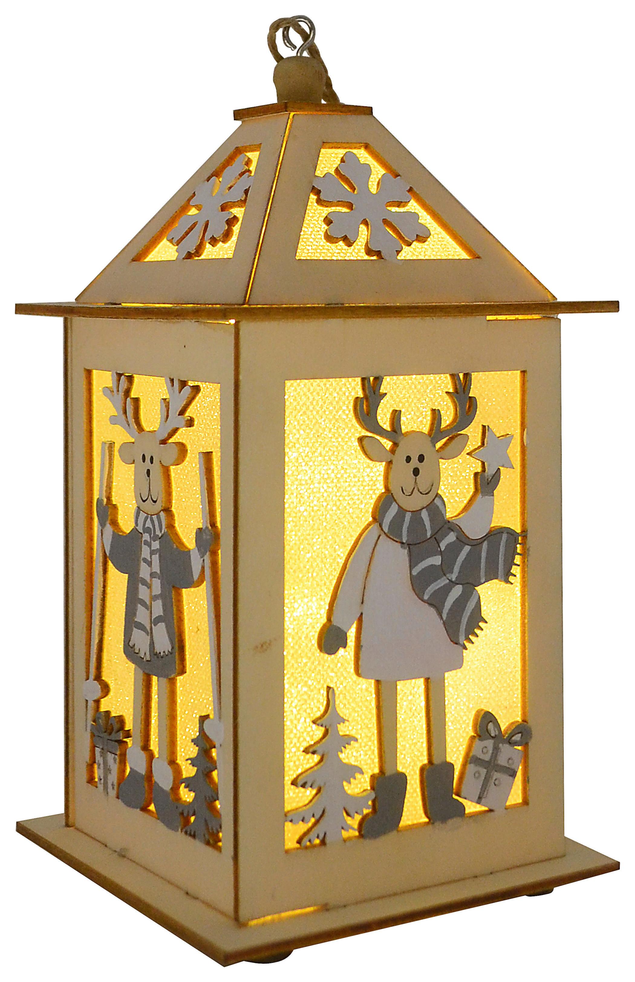 LED-Dekoleuchte Elchin in Grau/Weiss aus Holz - Weiss/Grau, Konventionell, Holz - Modern Living