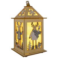 LED-Dekoleuchte Elchin in Grau/Weiss aus Holz - Weiss/Grau, Konventionell, Holz - Modern Living