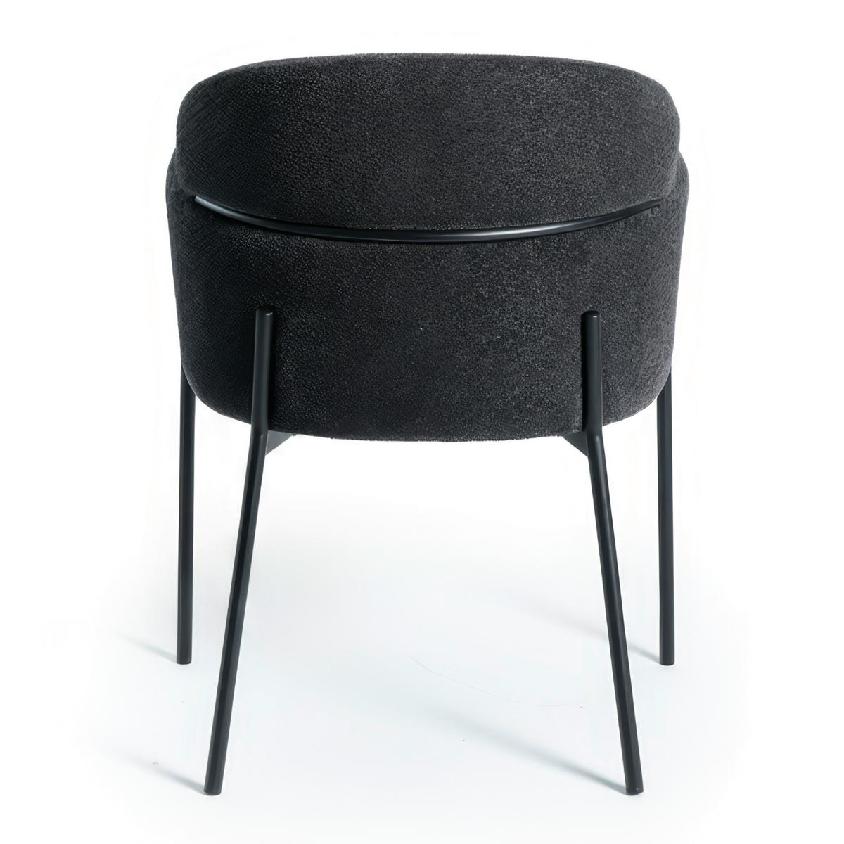 Armlehnstuhl Chloe Schwarz Webstoff Gepolstert - Schwarz, MODERN, Textil/Metall (62/79/59,5cm) - Bessagi Home