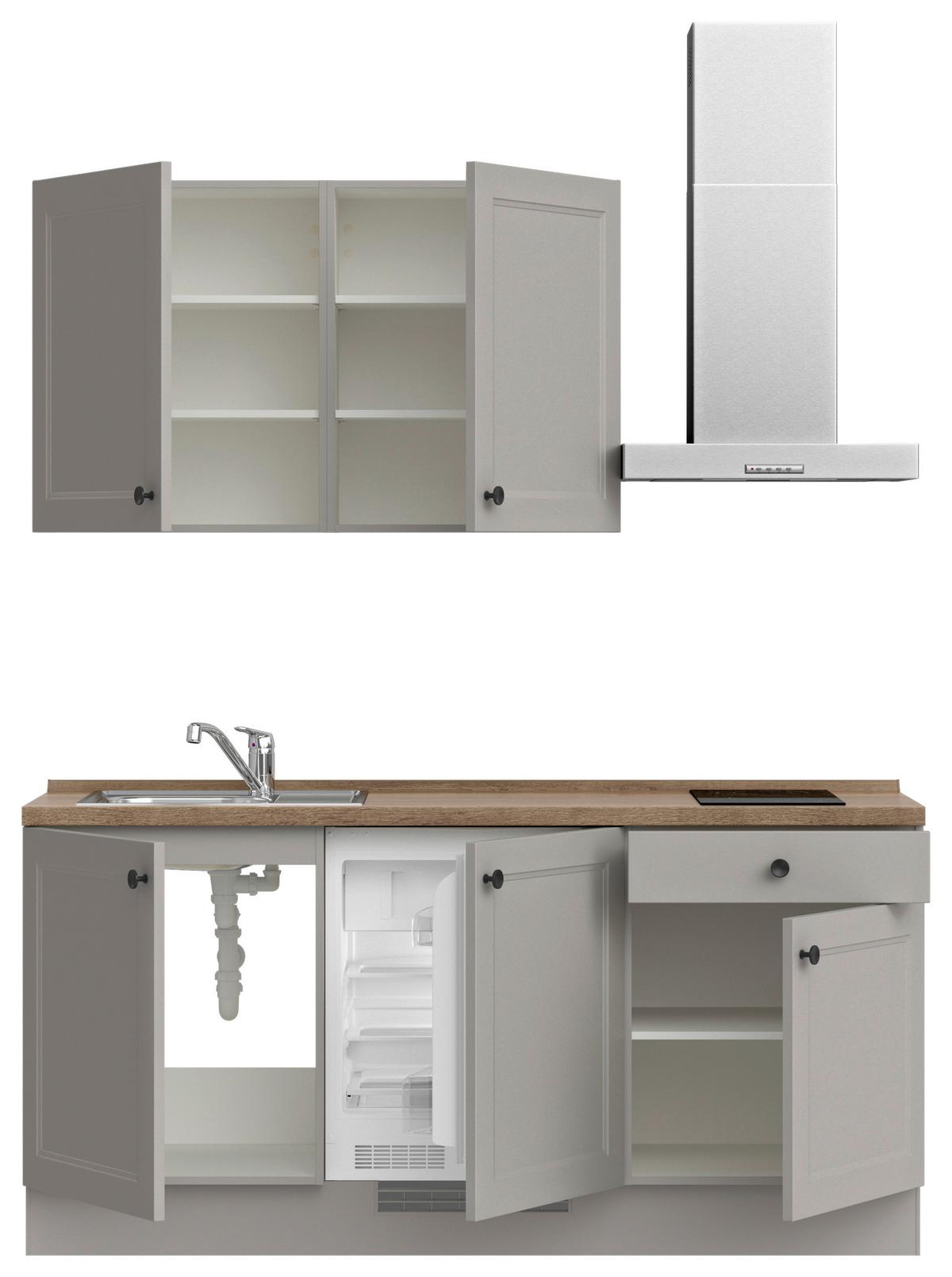 Küchenleerblock Cascada Low o. Geräte Grau - Eiche dunkel/Schwarz, MODERN, Holzwerkstoff/Metall (180cm) - Nobilia