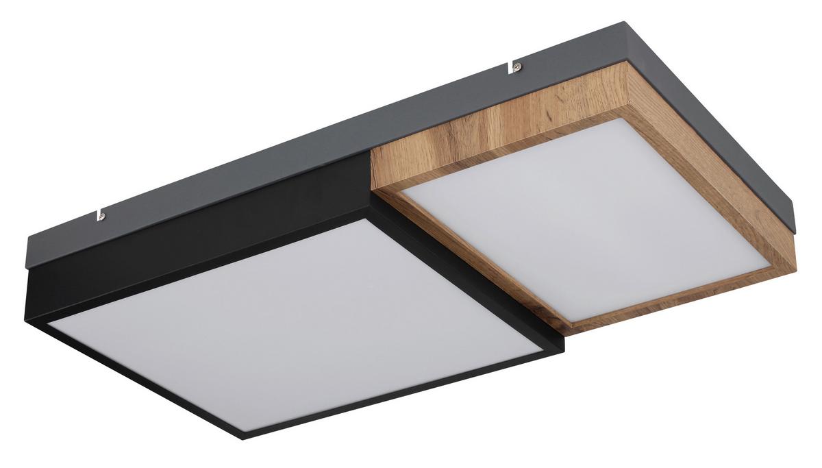 Stropna Led-svetilka Gundi, S Sijalko - črna/bela, Natur, kovina/umetna masa (65/35/9cm) - Globo