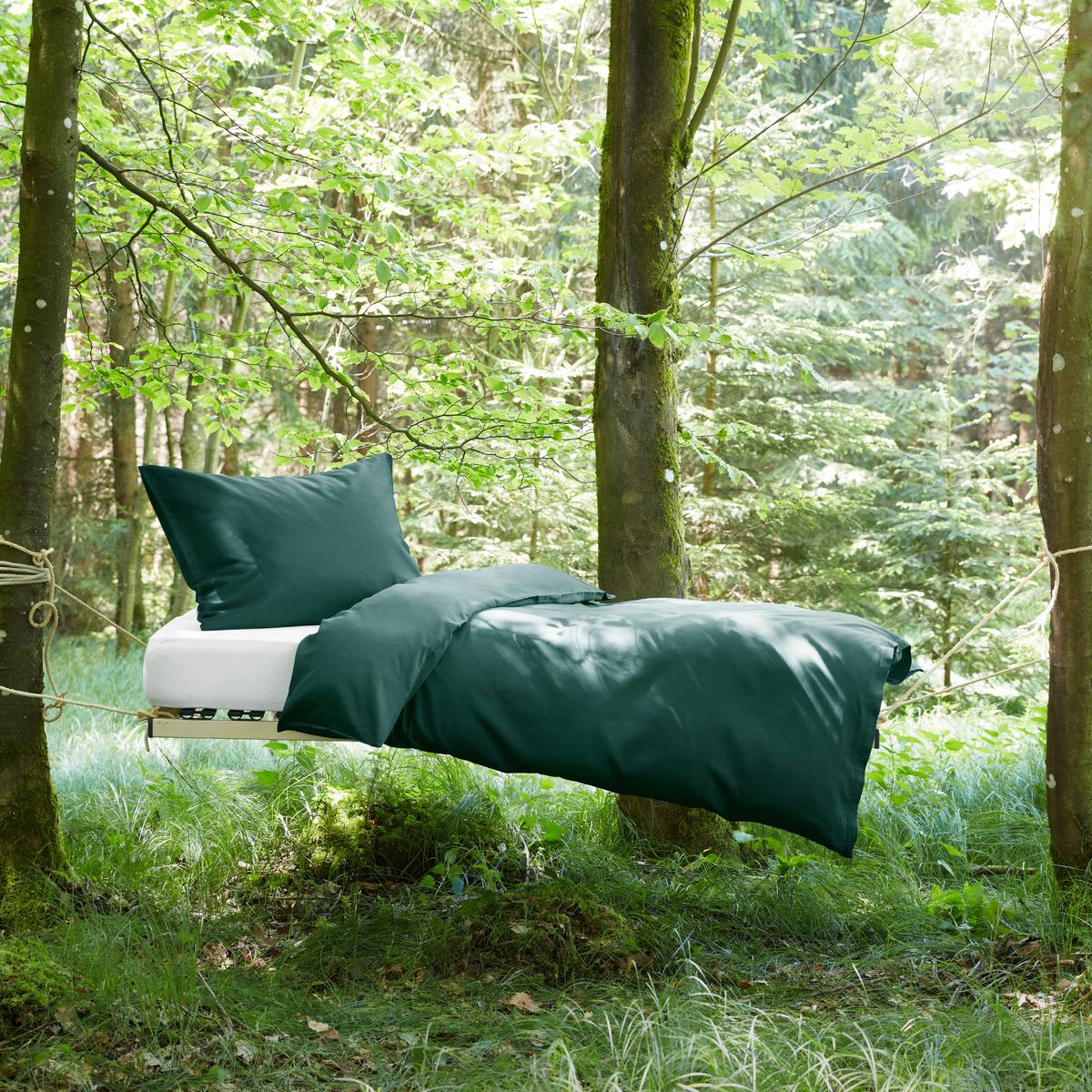 Bettwäsche Bio-Sophia Uni Petrol ca. 140x200cm - Petrol, Natur, Textil (140/200cm) - ecoTree