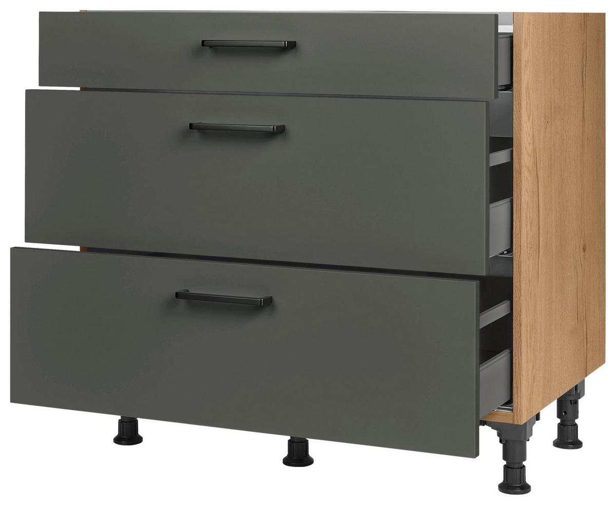 Kochfeldumbauschrank Easytouch Grün - Eichefarben/Schwarz, MODERN, Holzwerkstoff/Metall (90,0/87,0/56,0cm) - Nobilia