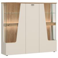 Vitrina Cut Out - kašmir/boje hrasta, Moderno, staklo/drvni materijal (150/140/40cm) - Premium Living