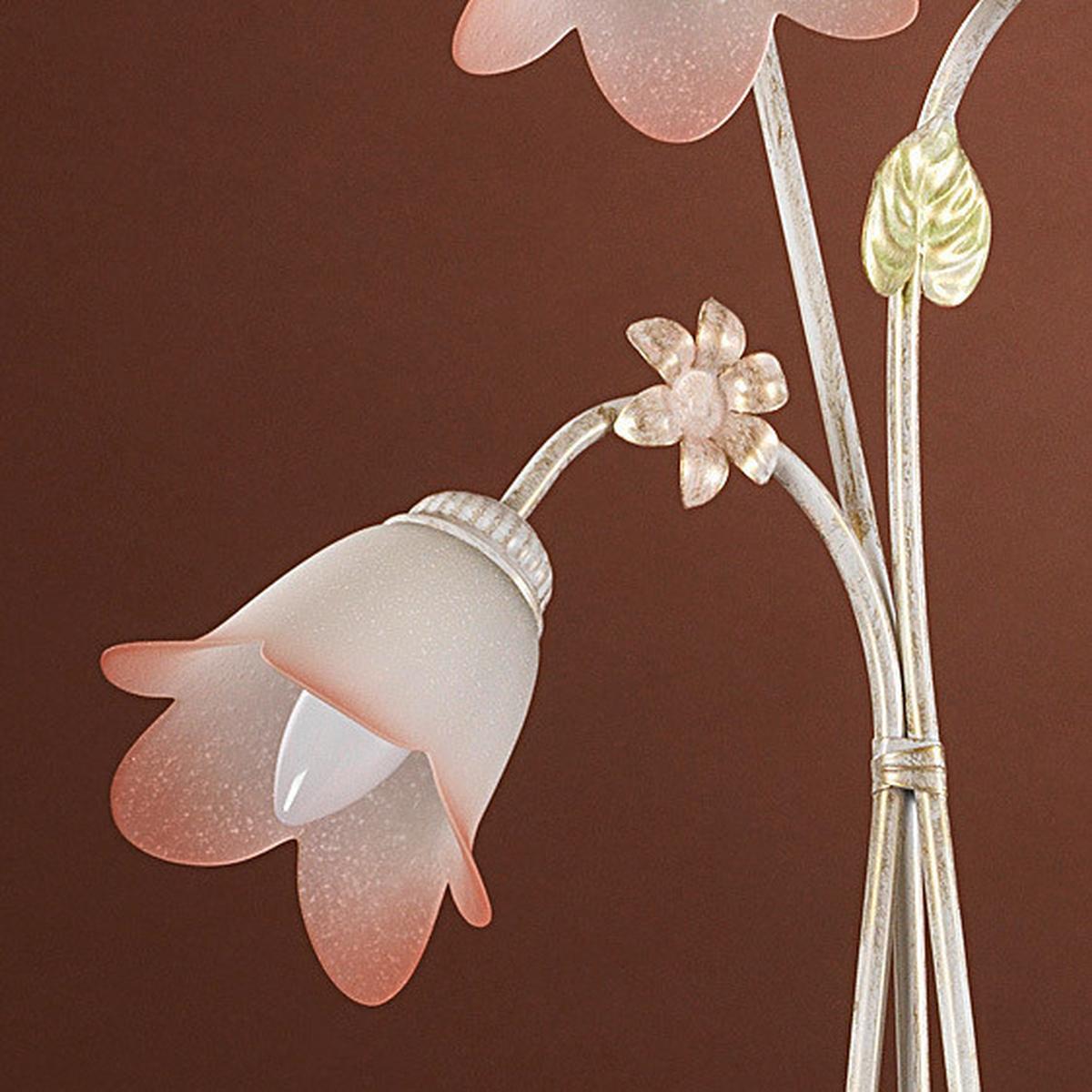 Stehleuchte Botton d'oro Weiß/Pink max. 6 Watt - Weiß, Natur, Glas/Metall (42/30/168cm)