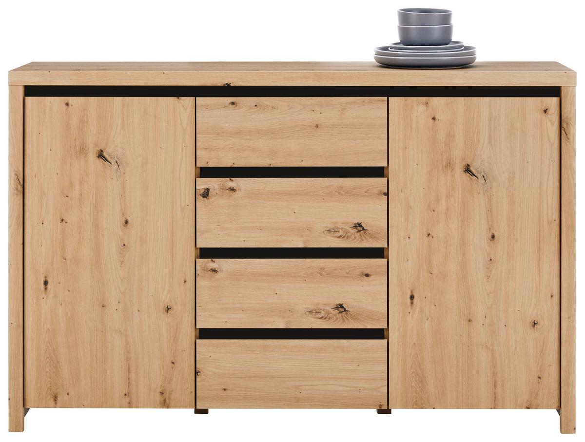 Sideboard Larios in Eichefarben - Schwarz/Eiche Artisan, MODERN, Holzwerkstoff (143/91/40cm) - Mömax