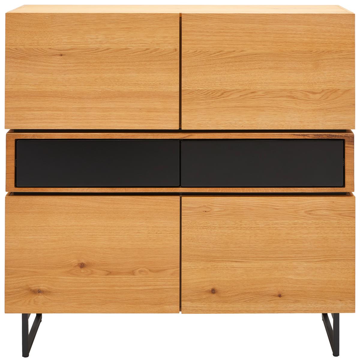KOMODA SZEROKA OBAN - kolor dębowy/czarny, Design, materiał drewnopochodny/metal (120/119/40cm) - MID.YOU