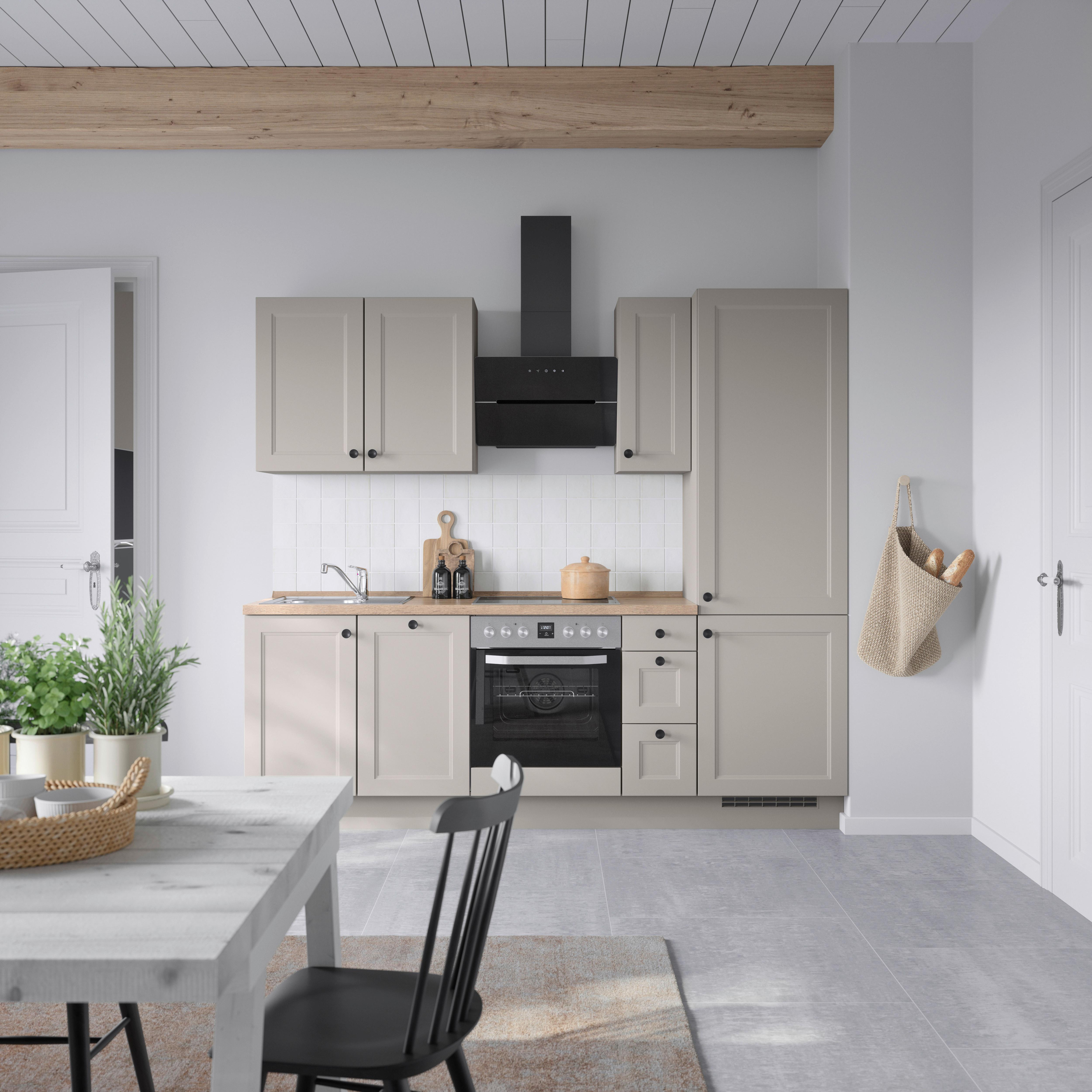 Küchenblock Cascada High m. Geräten Grau - Eiche dunkel/Schwarz, MODERN, Holzwerkstoff/Metall (240cm) - Nobilia