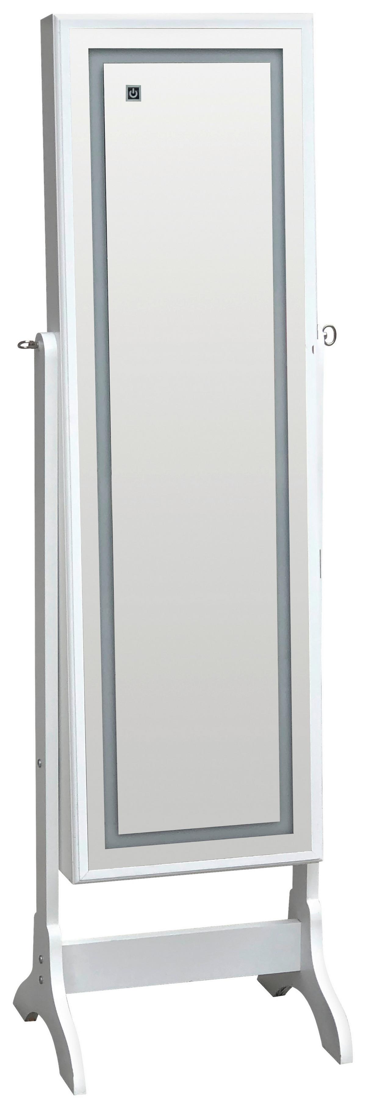 Omarica Za Nakit Miri, Bela, Ogledalo, Led Osvetlitev - bela, Moderno, steklo/leseni material (41/148/37cm) - Mömax