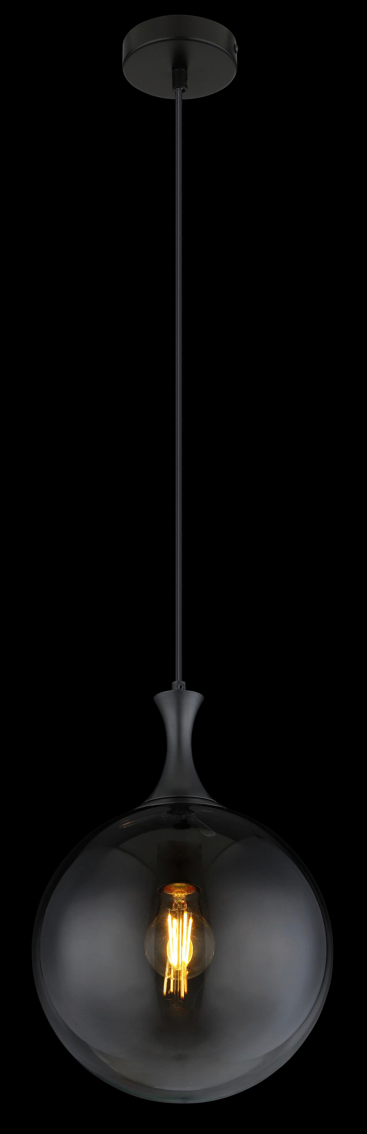 HÄNGELEUCHTE 15885H - Schwarz, Design, Glas/Kunststoff (25/141cm) - Globo