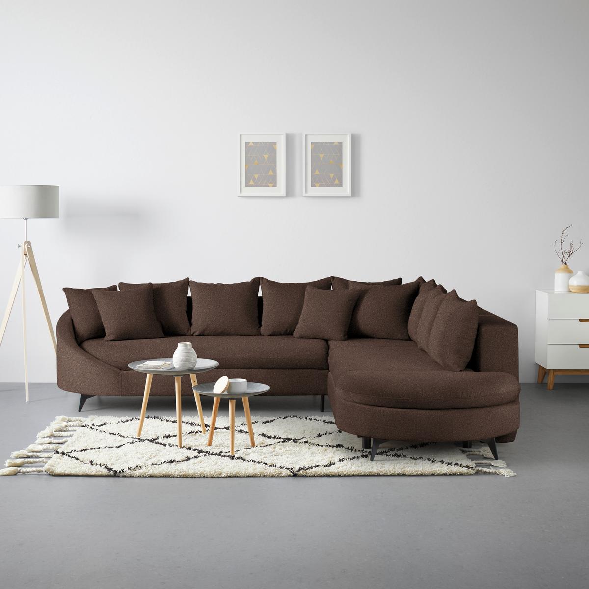 Ecksofa Axel Braun - Schwarz/Braun, MODERN, Textil/Metall (291/87/250cm) - Mömax