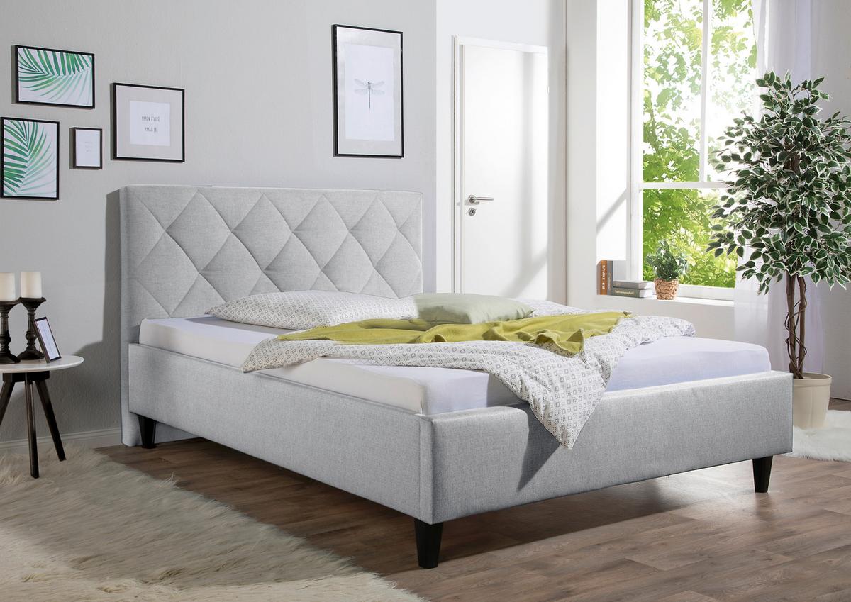 Polsterbett Aiken Hellgrau ca. 100x200 cm - Hellgrau/Schwarz, MODERN, Holz/Textil (100/200cm) - Livetastic