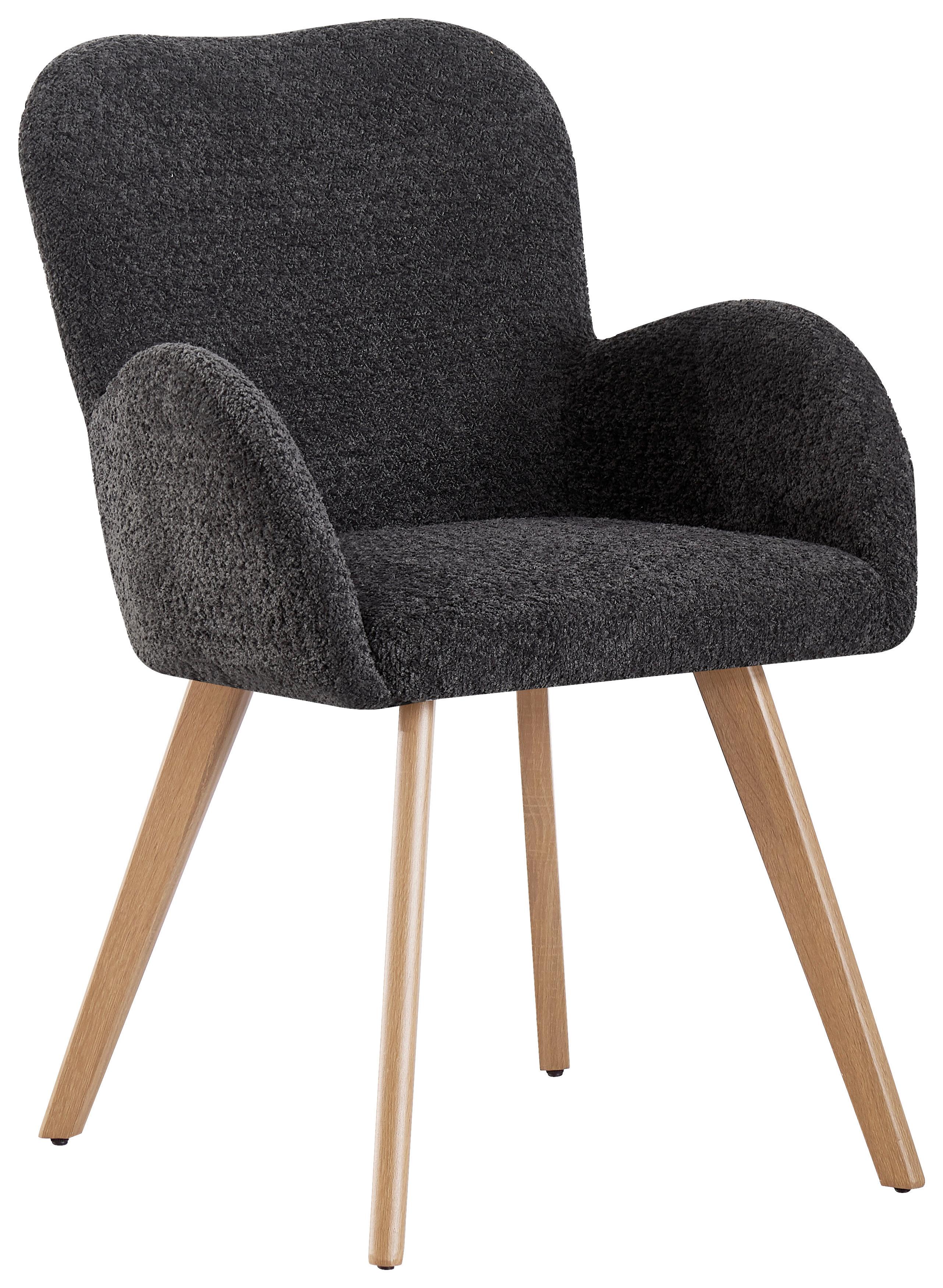 KRZESŁO Z PODŁOKIETNIKAMI LYDIA - kolor dębowy/ciemnoszary, Modern, metal/drewno (57/85/63cm) - MID.YOU