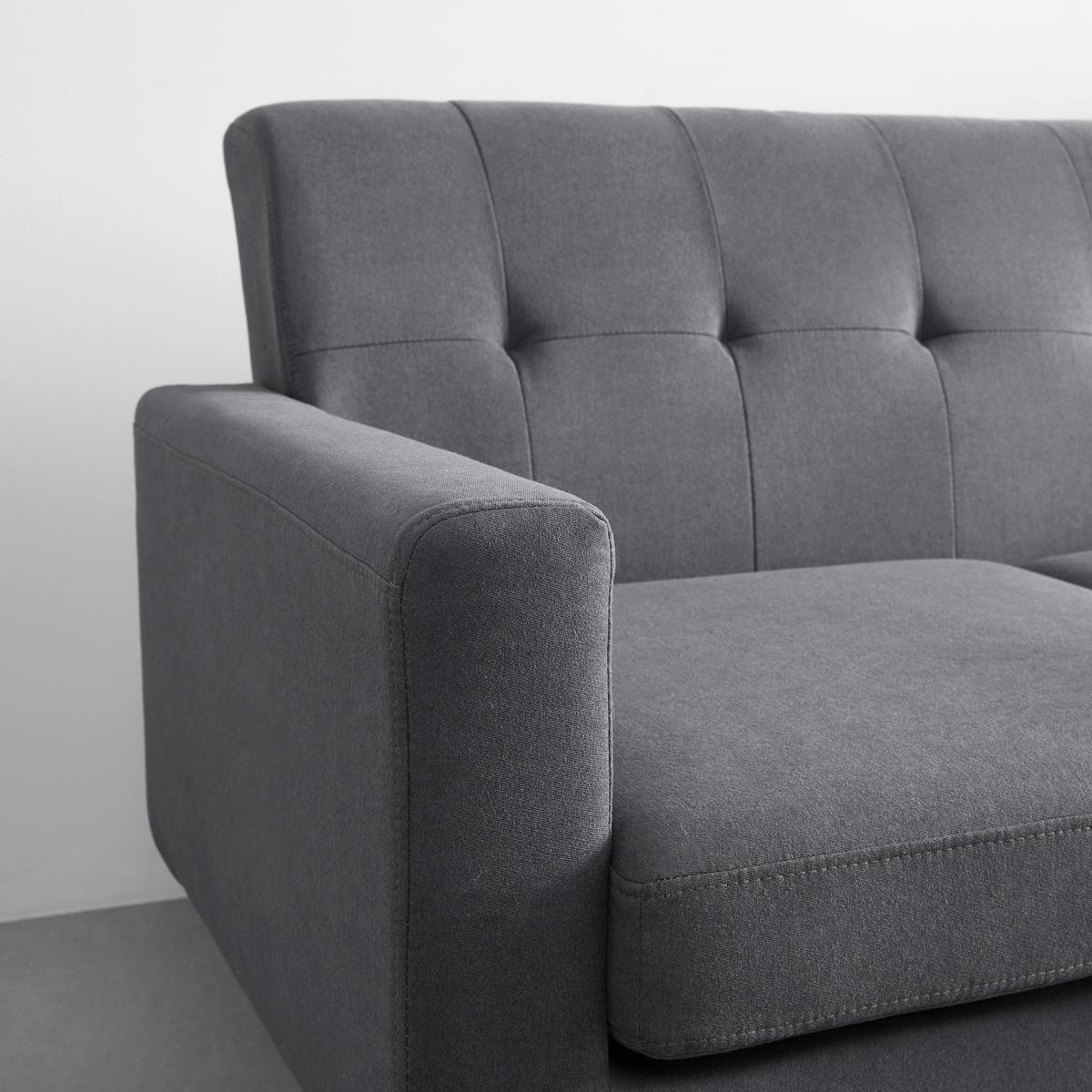 Ecksofa Dunkelgrau "Tamara" - Dunkelgrau/Naturfarben, Modern, Holz/Textil (196/82/143cm) - Bessagi Home