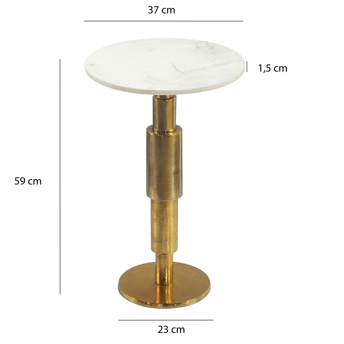 Beistelltisch Wl7.370 - Weiss/Goldfarben, Design, Stein/Metall (37/37/59cm) - Livetastic