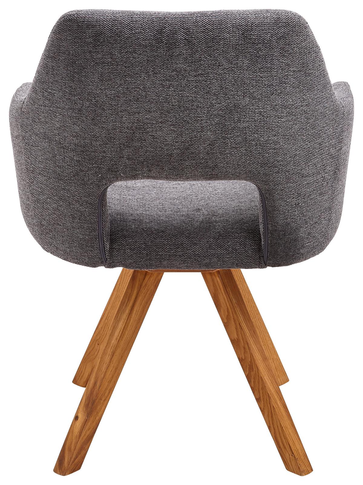 KRZESŁO Z PODŁOKIETNIKAMI EVITA - kolor dębowy/antracytowy, Design, drewno/tkanina (57/84/57cm) - Voleo
