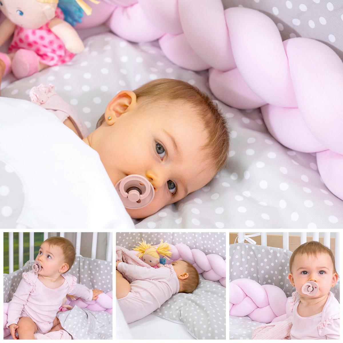 OCHRANIACZ DO ŁÓŻECZKA GEFLOCHTEN - beżowy, Basics, tkanina (180/9/9cm) - Babybay