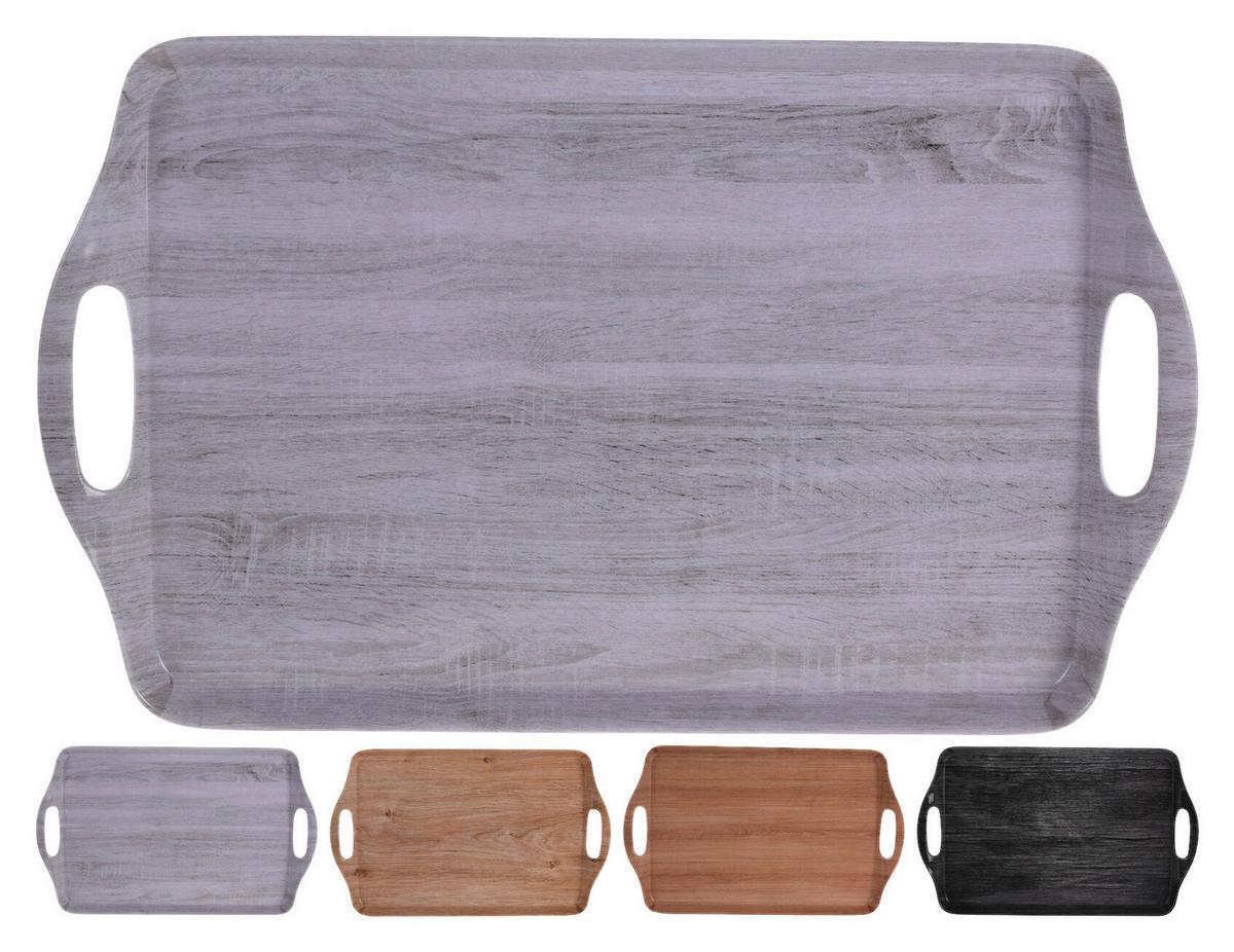 Tálca Tray - barna/szürke, műanyag (45/30/5cm)