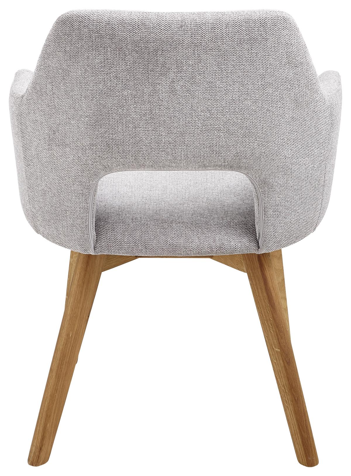 KRZESŁO Z PODŁOKIETNIKAMI EVITA - kolor dębowy/szary, Design, drewno/tkanina (57/84/57cm) - Voleo