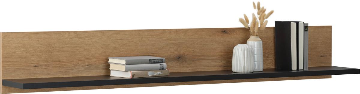 Zidna Polica Corte - siva/boje hrasta, Trend, drvni materijal (160/24/21,6cm) - Modern Living