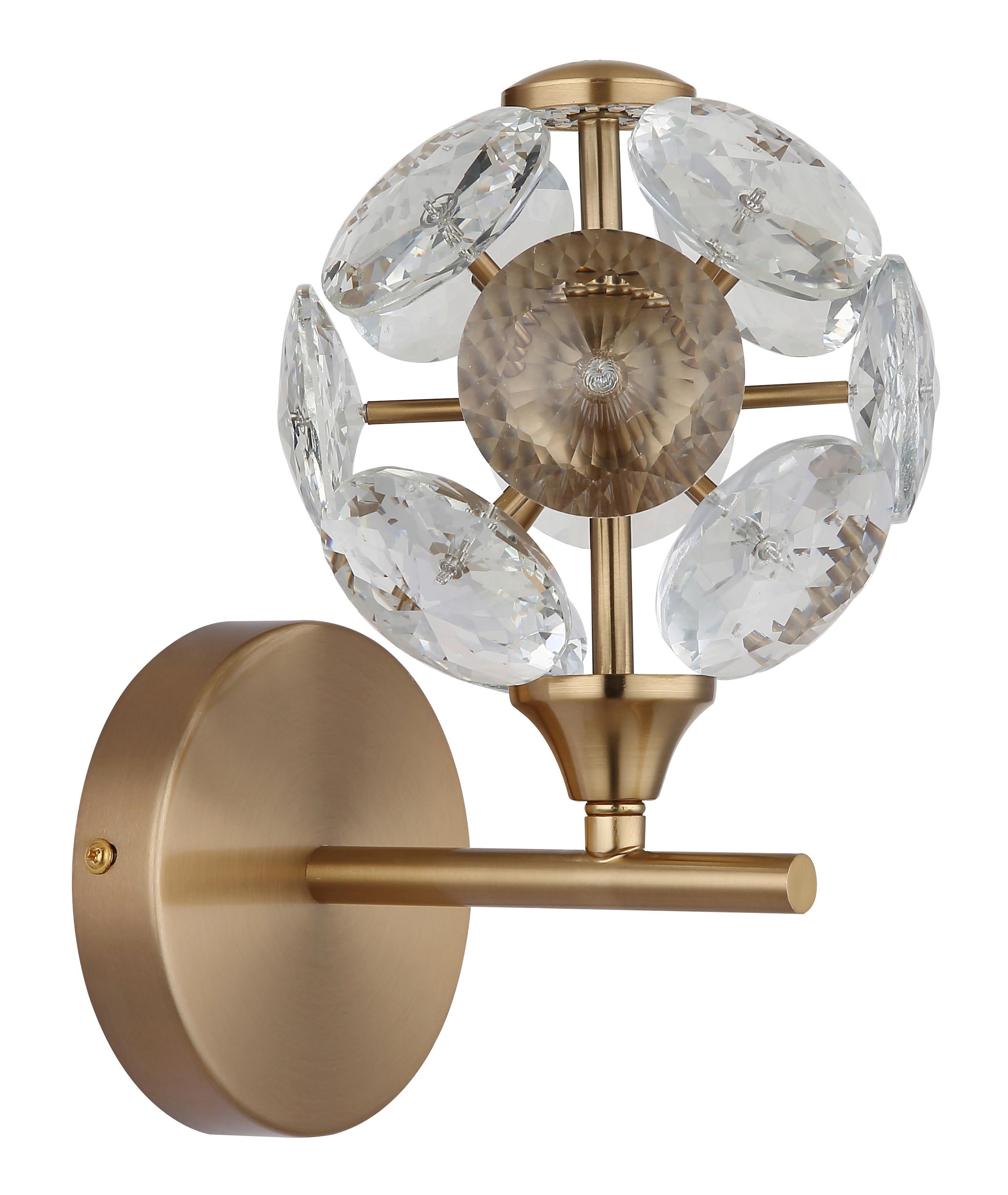 LED-WANDLEUCHTE 16047W VIRINA - Klar/Goldfarben, Konventionell, Glas/Metall (15/24cm) - Globo