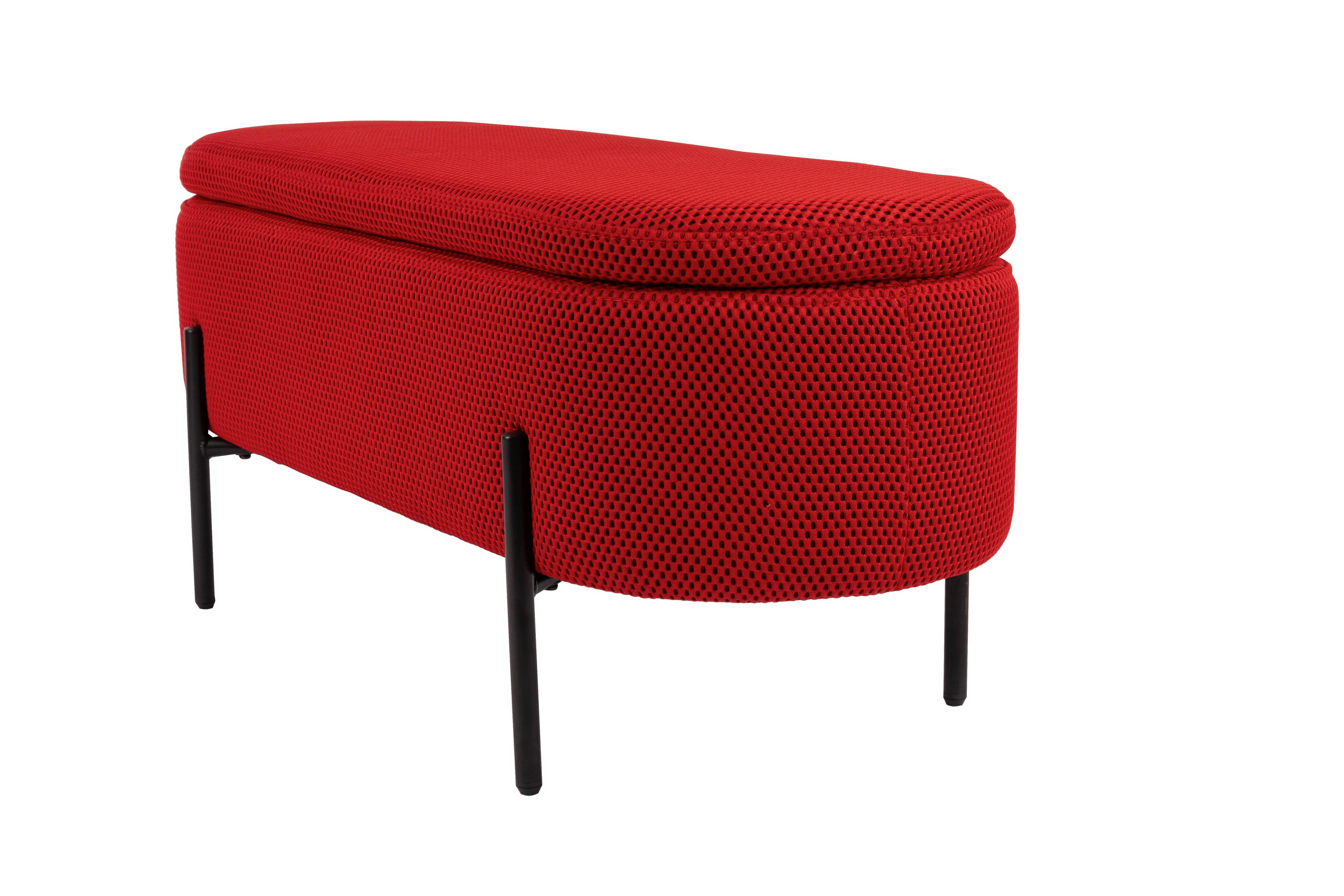 Hockerbank B412827-5 Carla - Rot/Schwarz, Design, Textil/Metall (95/43/36cm) - Globo