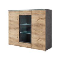 Highboard Vera Anthrazit/Kastanieneichefarben - Kastanieneichefarben/Anthrazit, Trend, Glas/Holzwerkstoff (120/103,3/39,5cm) - P & B