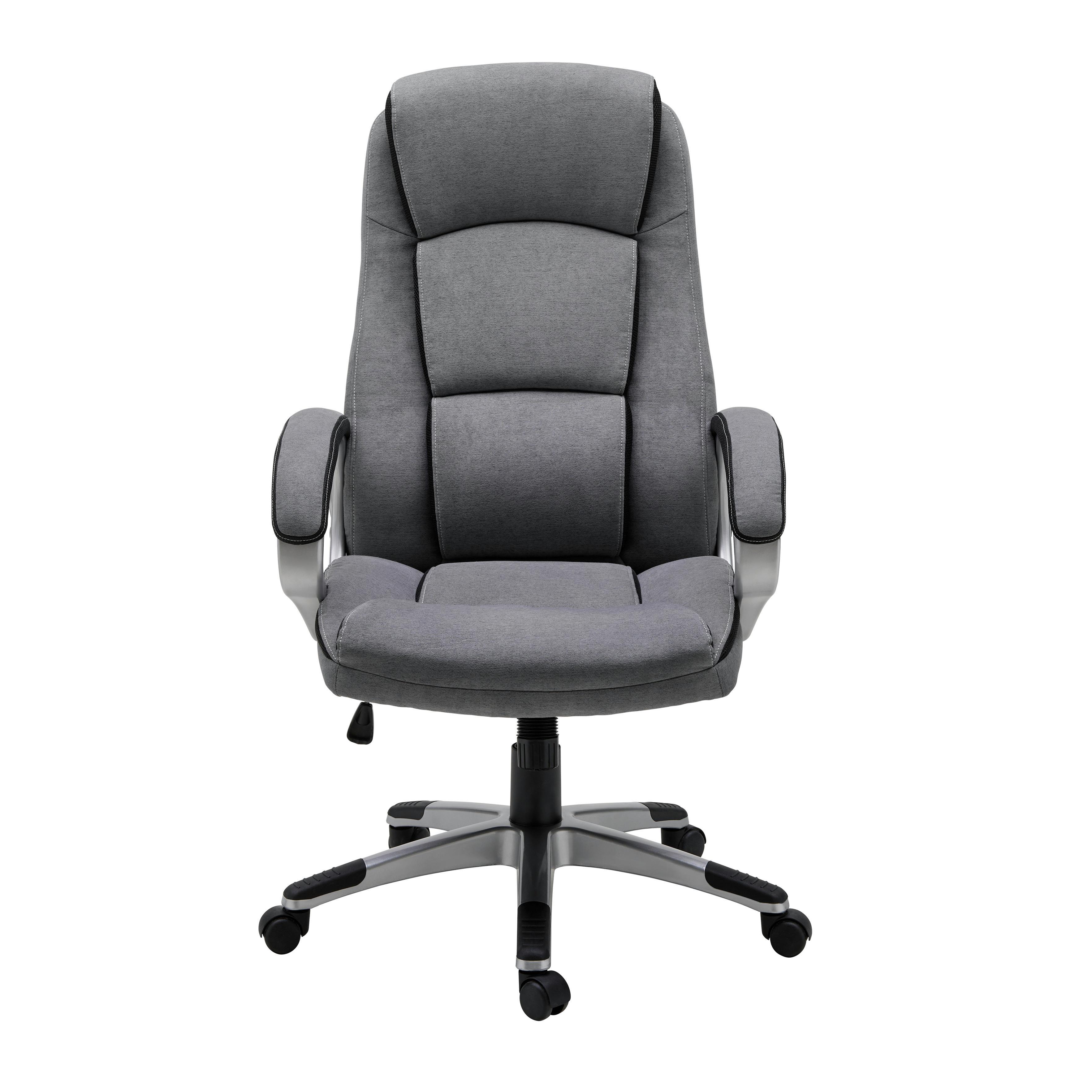 Chefsessel Nico Grau - Silberfarben/Schwarz, MODERN, Kunststoff/Textil (66/115-123/74cm) - Mömax