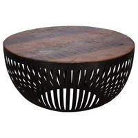 Couchtisch Nisha ca. 70x70 cm,aus Recyclingholz - Schwarz/Braun, Design, Holz/Metall (70/70/33cm) - MID.YOU