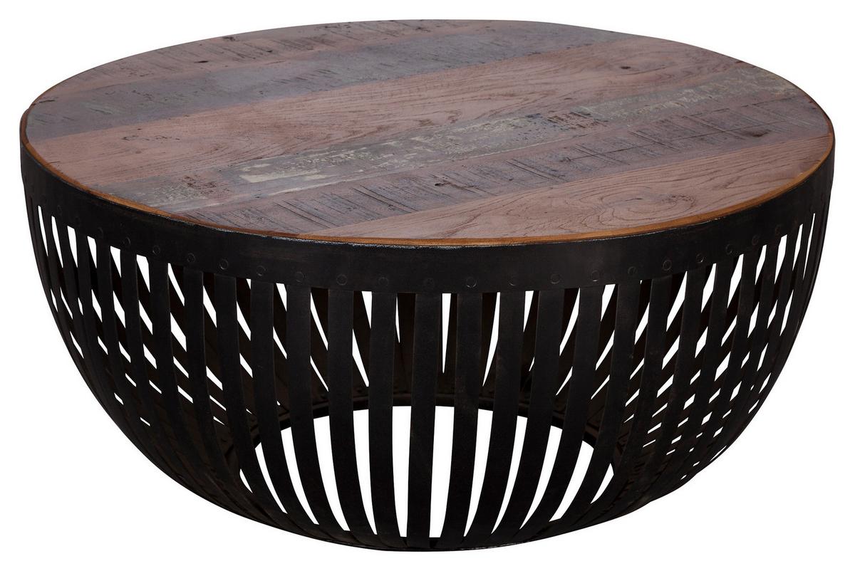 Couchtisch Nisha ca. 70x70 cm,aus Recyclingholz - Schwarz/Braun, Design, Holz/Metall (70/70/33cm) - MID.YOU