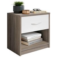 Nachtkästchen Fair Weiß/Trüffeleichefarben - Silberfarben/Trüffeleichefarben, KONVENTIONELL, Holzwerkstoff/Kunststoff (39/41/28cm) - Based