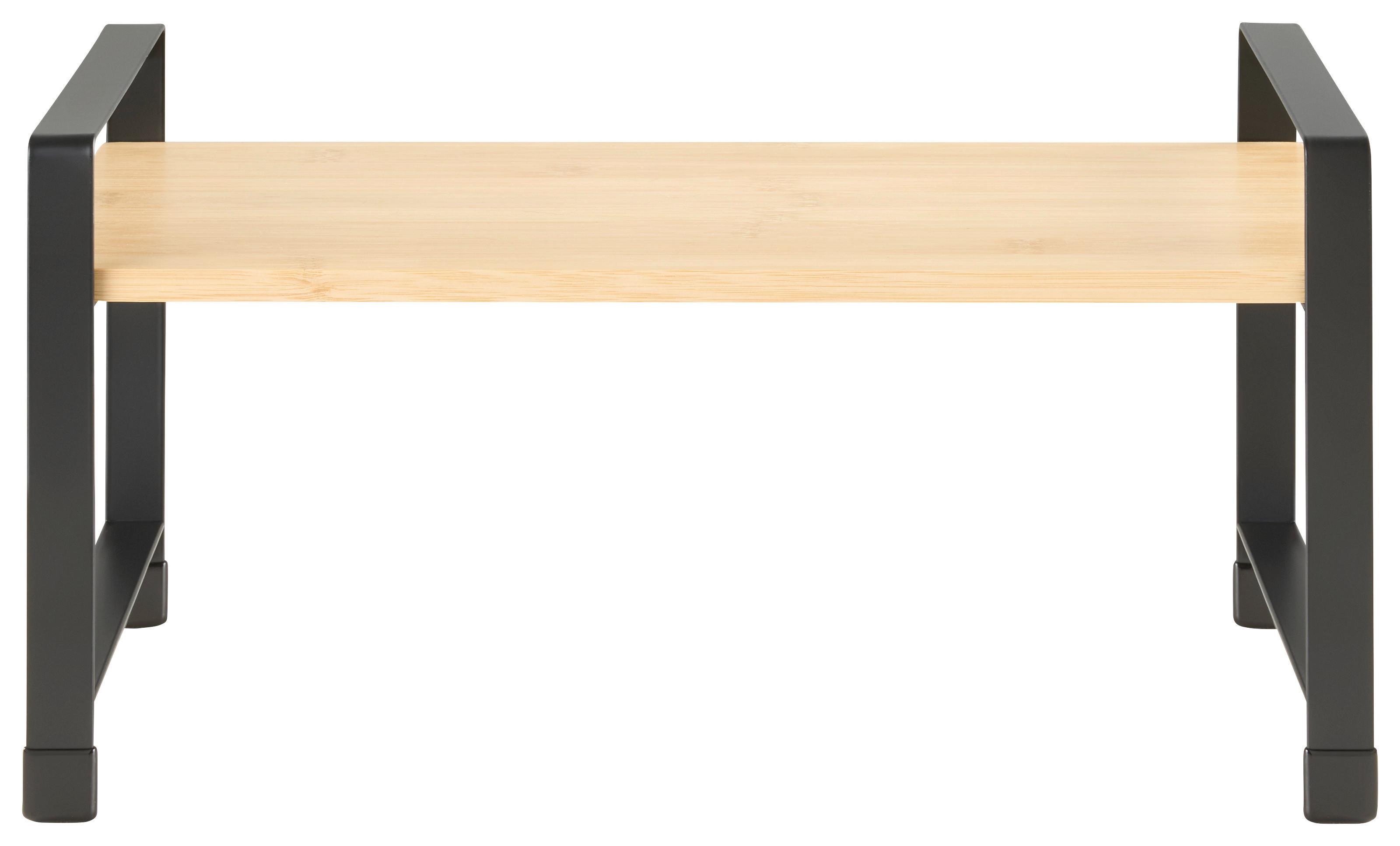 KÖKSHYLLA RITA - 1 - svart/naturfärgad, Modern, metall/naturmaterial (40/20/23cm) - Mömax