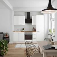 Küchenblock Touch High m. Geräten Weiß - Edelstahlfarben/Eichefarben, MODERN, Holzwerkstoff/Metall (240cm) - Nobilia