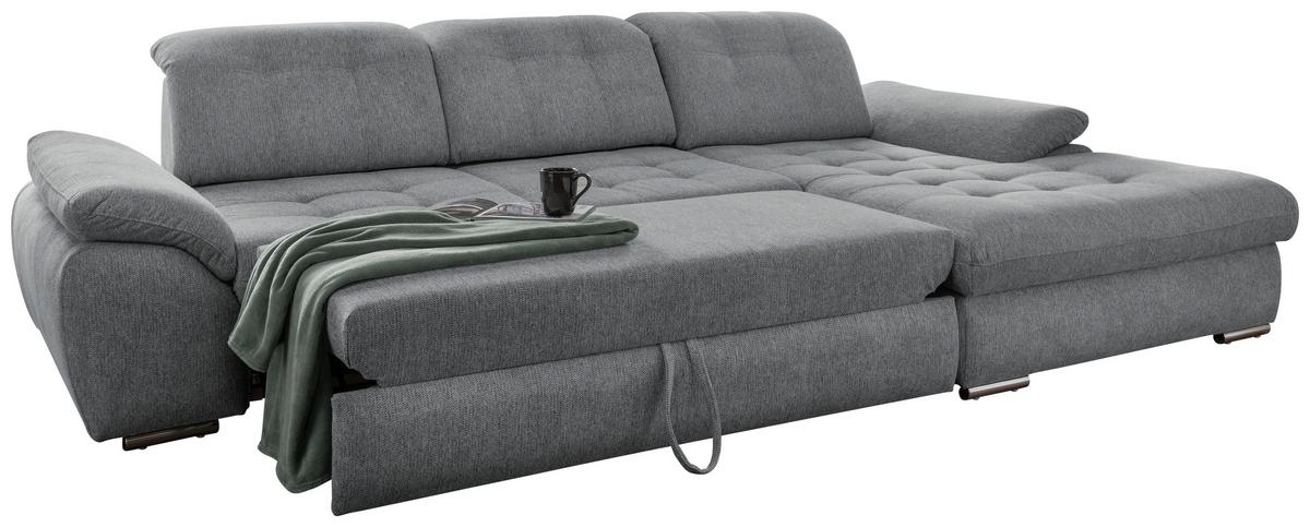 Ecksofa Rigatti mit Bettkasten ca. 314x184 cm Silberfarben - Chromfarben/Anthrazit, MODERN, Textil/Metall (314/184cm) - Livetastic