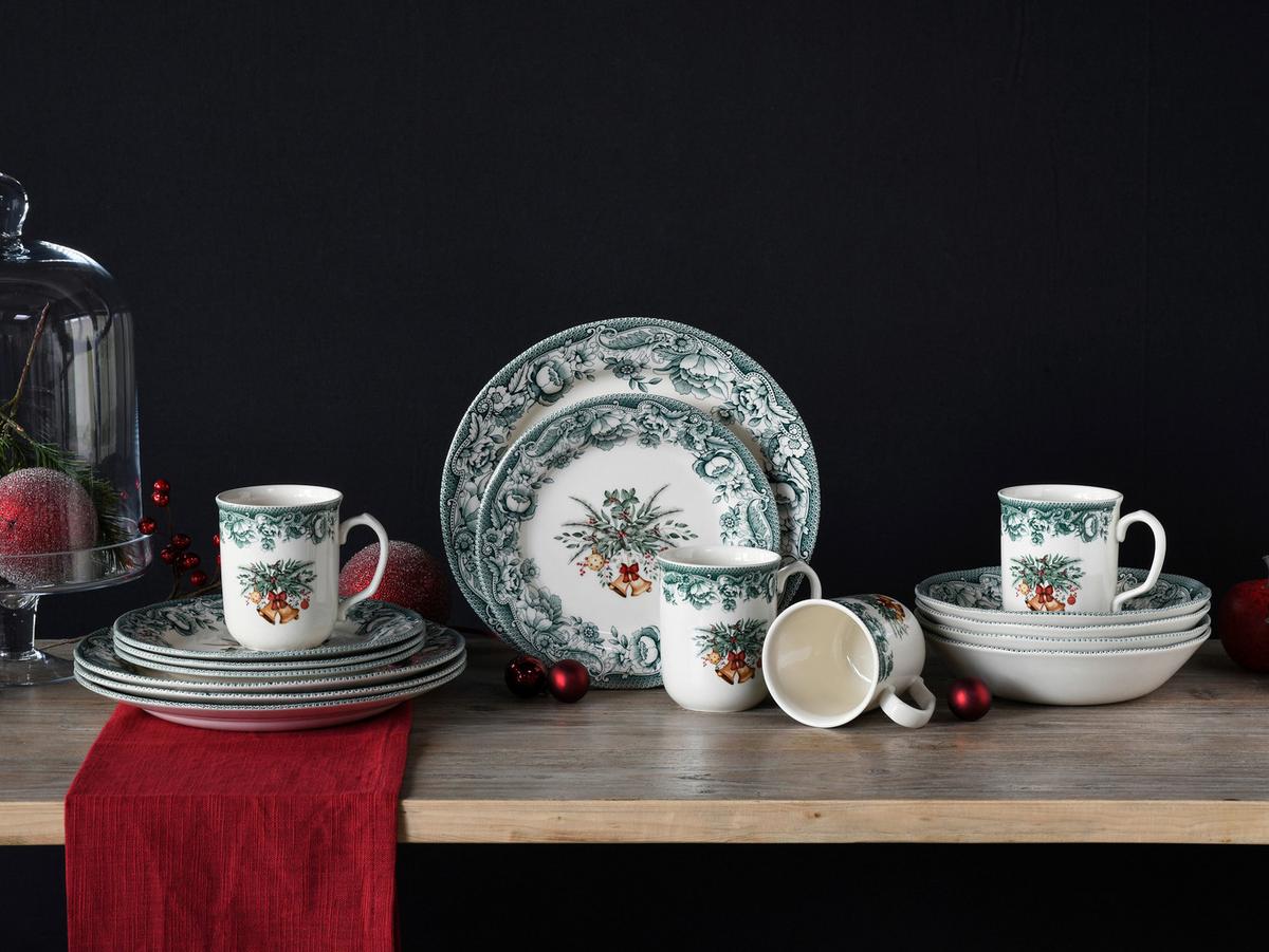 Kombiservice Weihnachten Grün, 16-teilig - Grün, Basics, Keramik - Creatable