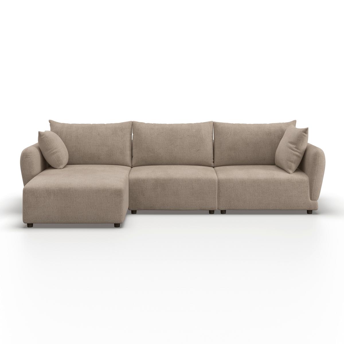 Wohnlandschaft Nicole Greige Chenille - Greige/Schwarz, MODERN, Holz/Kunststoff (162/87/306cm) - Bessagi Home