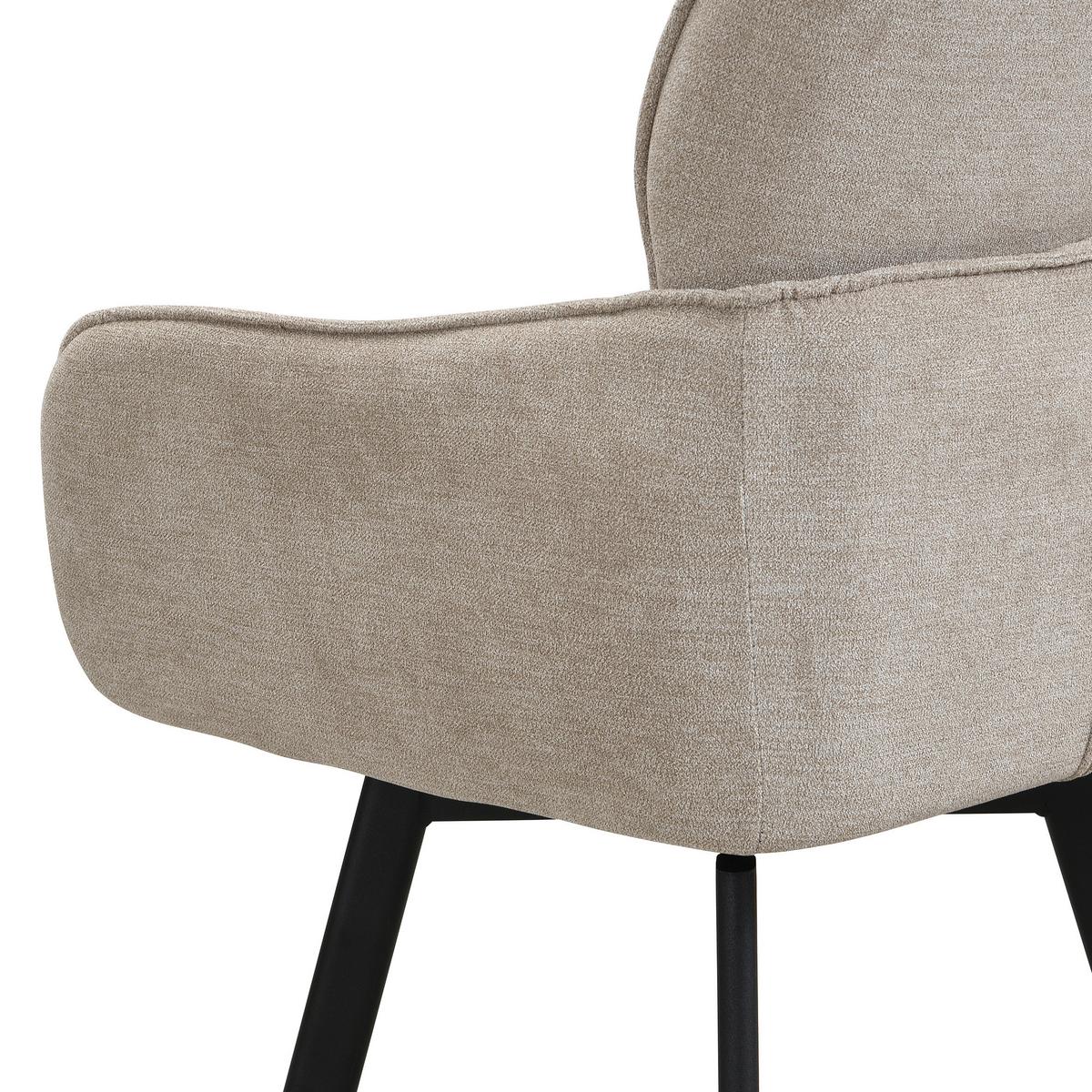 STUHL RICO - Taupe/Schwarz, MODERN, Textil/Metall (61/90/63cm) - MID.YOU