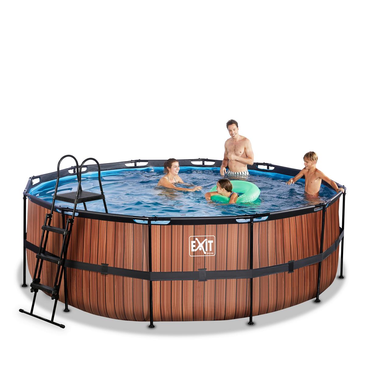 Bazen Exit Wood Pool, Črpalka S Peščenim Filtrom, Ø 427cm - rjava, Konvencionalno, kovina (427/122cm) - EXIT Toys