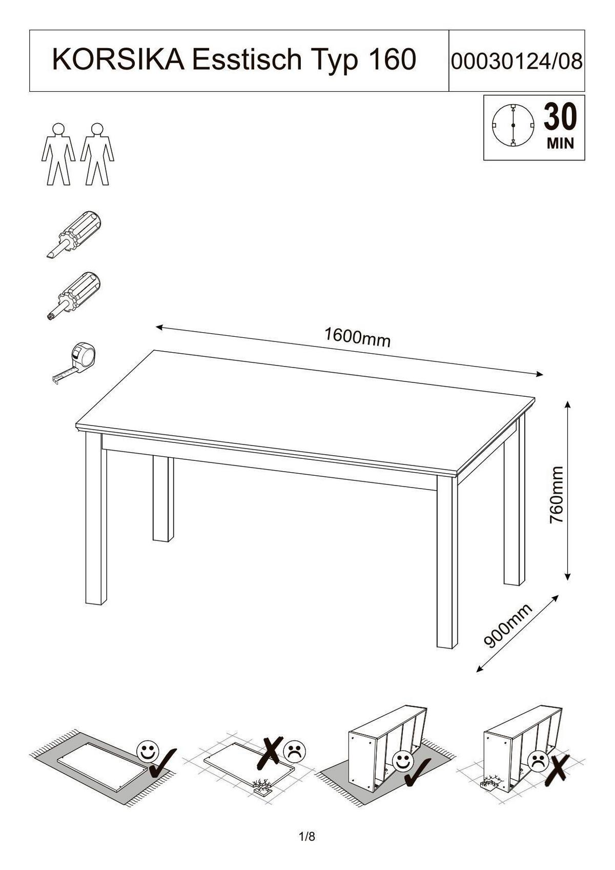 Esstisch Korsika Eichefarben/Weiß - Eichefarben/Weiß, ROMANTIK / LANDHAUS, Holzwerkstoff (160/76/90cm) - Mömax